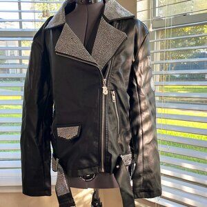 NEW Dolls Kill X Bratz Vegan Leather Rhinestone Moto Jacket Size Small MSRP $105
